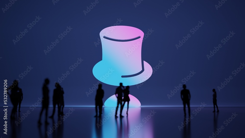 Poster 3d rendering people in front of symbol of gentleman on background