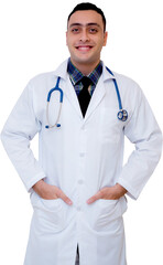Fototapeta premium Portrait young man is doctor isolated png transparent file.
