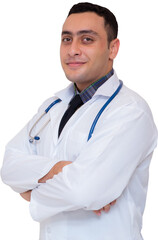 Portrait young man is doctor isolated png transparent file.