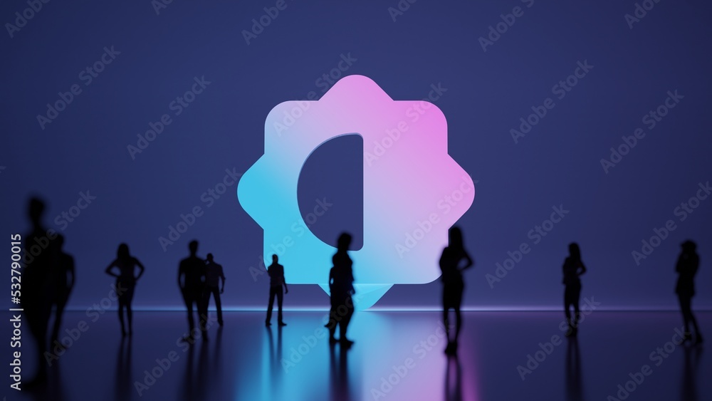 Aufkleber 3d rendering people in front of symbol of half camera on background