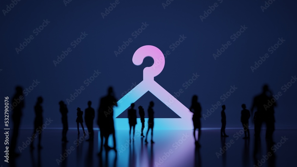 Poster 3d rendering people in front of symbol of hanger on background