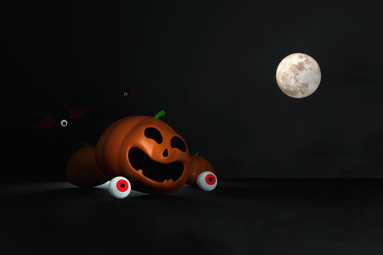 happy halloween day banner backgroun for greeting card, banner, poster, blog, article, social media, marketing. 3D illustration