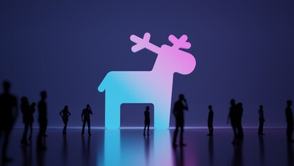 3d rendering people in front of symbol of Christmas reindeer on background