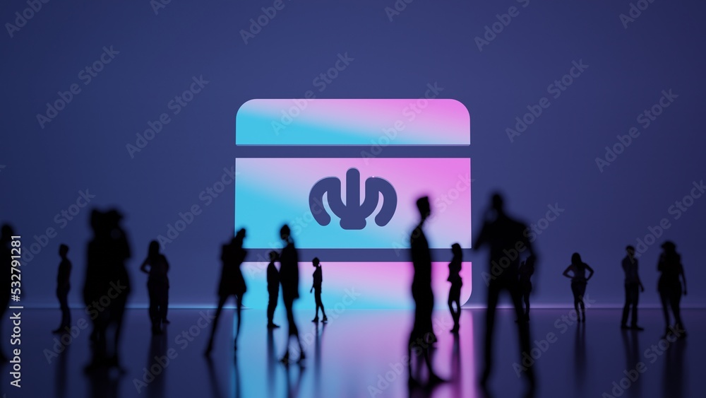 Poster 3d rendering people in front of symbol of iran on background