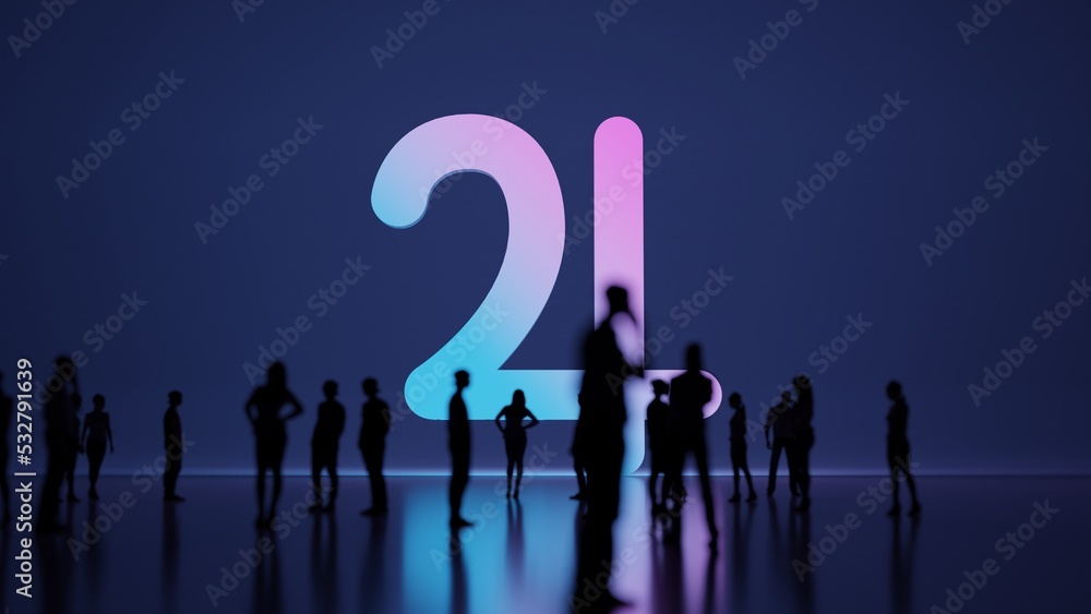 Poster 3d rendering people in front of symbol of jupiter symbol on background