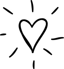 Glowing Beating Heart Doodle Hand Drawn
