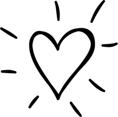 Glowing Beating Heart Doodle Hand Drawn