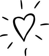 Glowing Beating Heart Doodle Hand Drawn