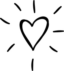 Glowing Beating Heart Doodle Hand Drawn