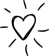 Glowing Beating Heart Doodle Hand Drawn