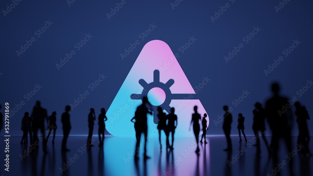Poster 3d rendering people in front of symbol of laser on background