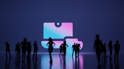 3d rendering people in front of symbol of laptop work on background