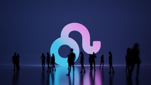 3d rendering people in front of symbol of Leo zodiac on background