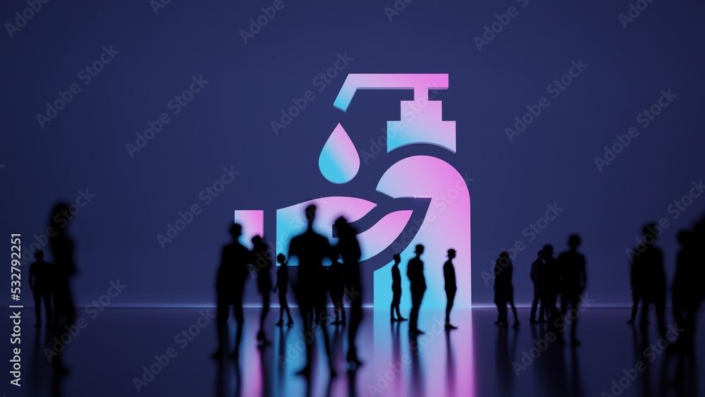 Poster 3d rendering people in front of symbol of lotion on background