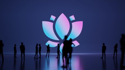 3d rendering people in front of symbol of lotus on background