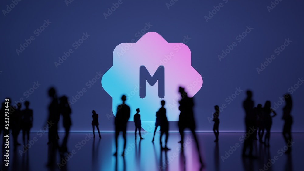 Aufkleber 3d rendering people in front of symbol of manual camera on background