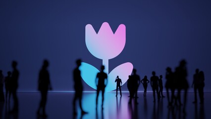 3d rendering people in front of symbol of makro or tulip on background
