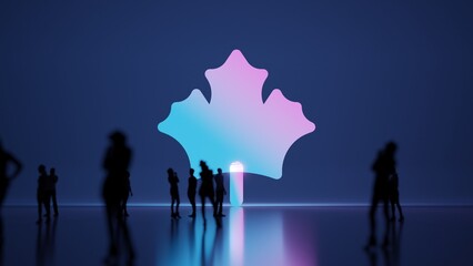 3d rendering people in front of symbol of maple leaf on background