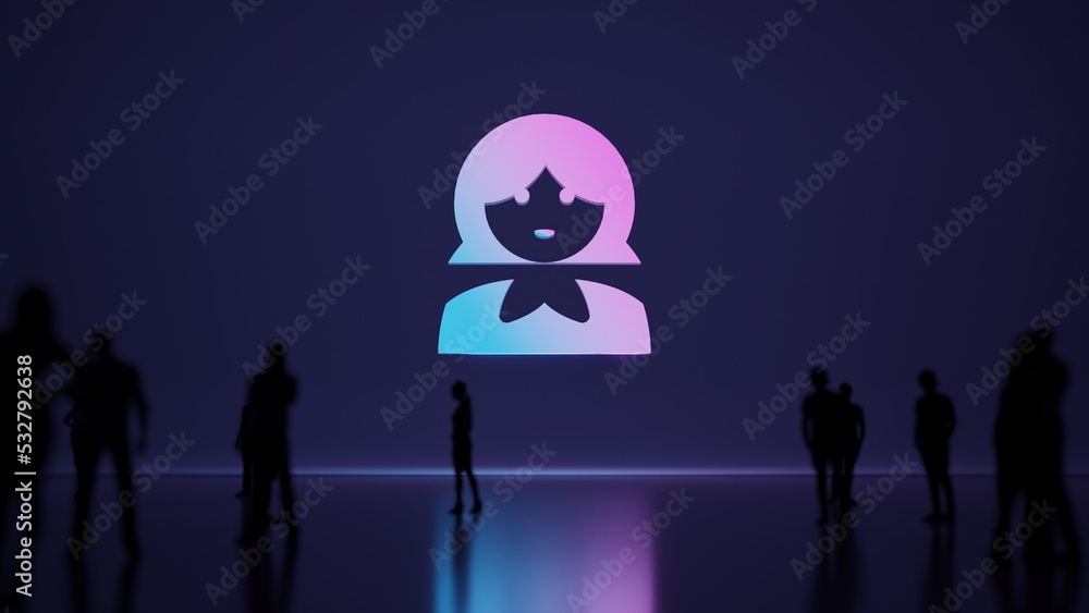 Poster 3d rendering people in front of symbol of matryoshka on background