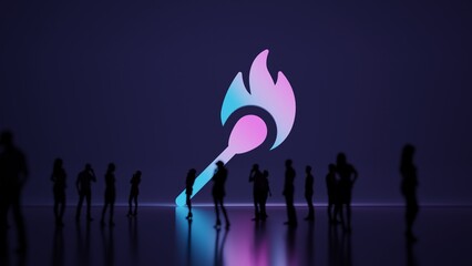 3d rendering people in front of symbol of matches on background