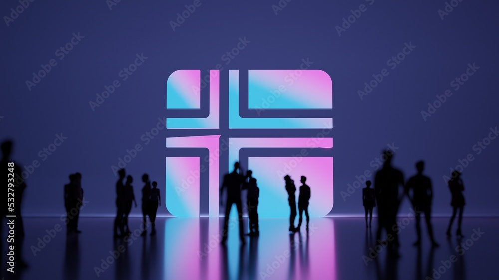 Poster 3d rendering people in front of symbol of norway on background