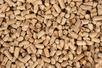Wood filler for cats, rodents and pets, close-up.