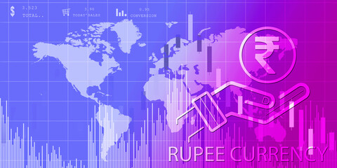 Rupee currency . 2D rendering illustration