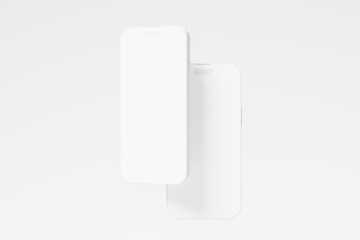 Iphone 14 Pro Max Clay 3D Rendering White Blank Mockup