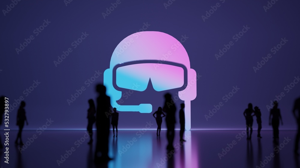 Poster 3d rendering people in front of symbol of pilot on background