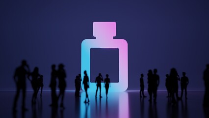 3d rendering people in front of symbol of perfume on background