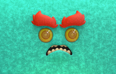 Surprised startled 3D cute emotive face 