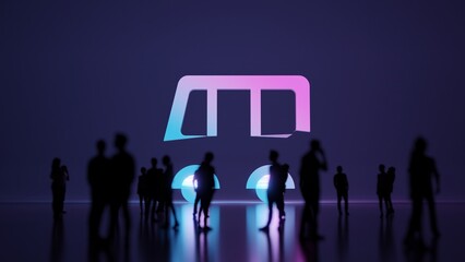 3d rendering people in front of symbol of public bus on background