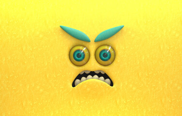 Surprised startled 3D cute emotive face 