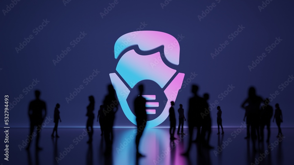 Aufkleber 3d rendering people in front of symbol of respirator on background