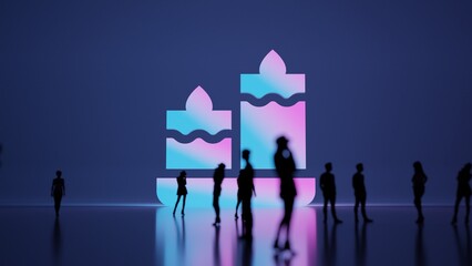 3d rendering people in front of symbol of relax candle on background