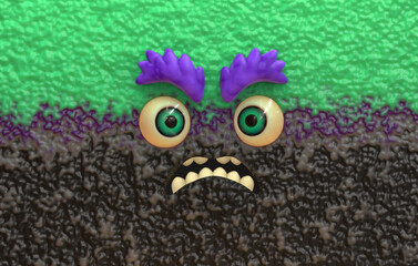 Surprised startled 3D cute emotive face 