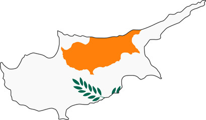 Cyprus map city color of country flag.