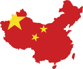 China map city color of country flag.