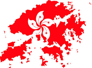 Hong Kong map city color of country flag.