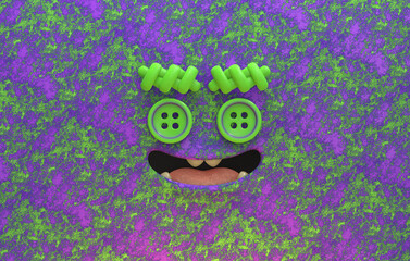 3D cartoon stylized face monster cute expressive emotion happy