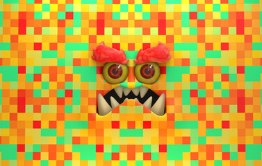 Angry cute monster 3d face stylized cartoon
