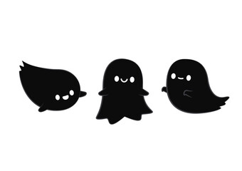 Cute ghost cartoon vector. Ghost character design. Halloween poster.