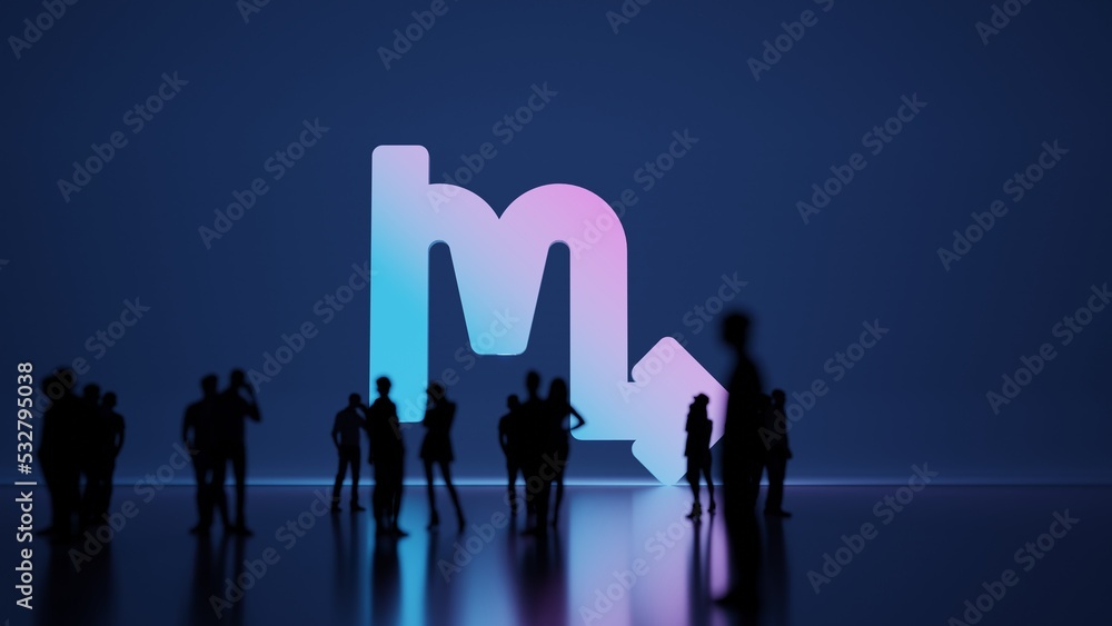 Poster 3d rendering people in front of symbol of scorpio zodiac on background