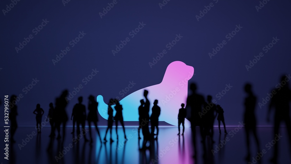 Poster 3d rendering people in front of symbol of seal on background