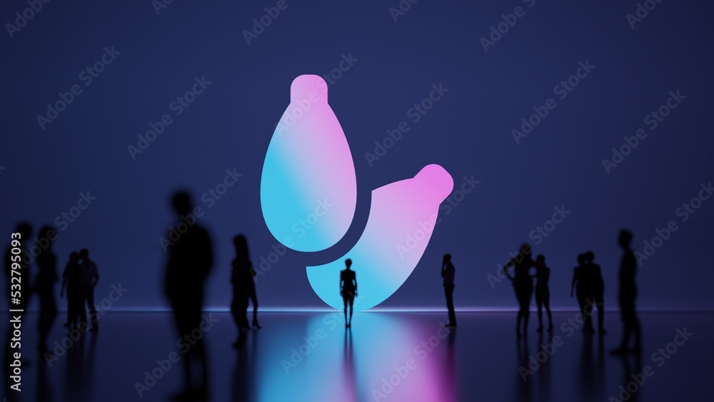 Aufkleber 3d rendering people in front of symbol of sesame on background