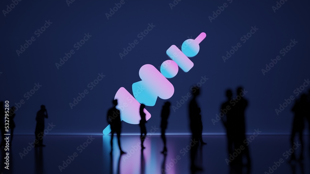 Poster 3d rendering people in front of symbol of skewer on background