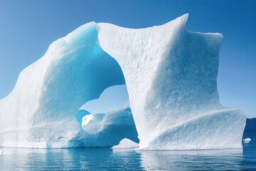 Large melting iceberg on a sunny day