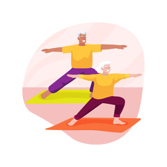 Yoga for elderly people isolated cartoon vector illustration.