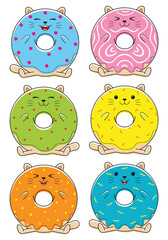 Donut cute character in flat design style