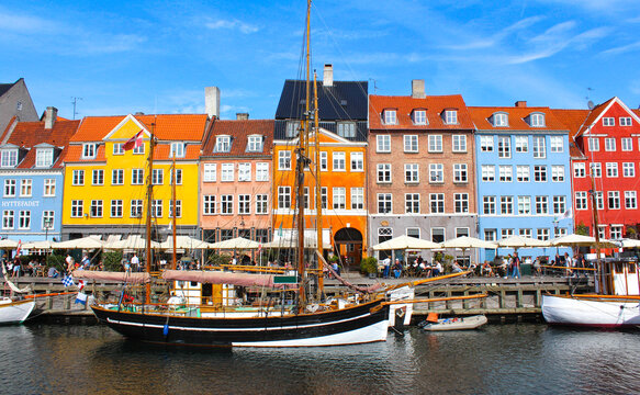 Nyhavn district in Copenhagen, Denmark